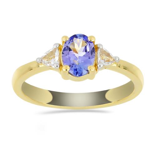 BUY 925 SILVER NATURAL TANZANITE GEMSTONE CLASSIC RING